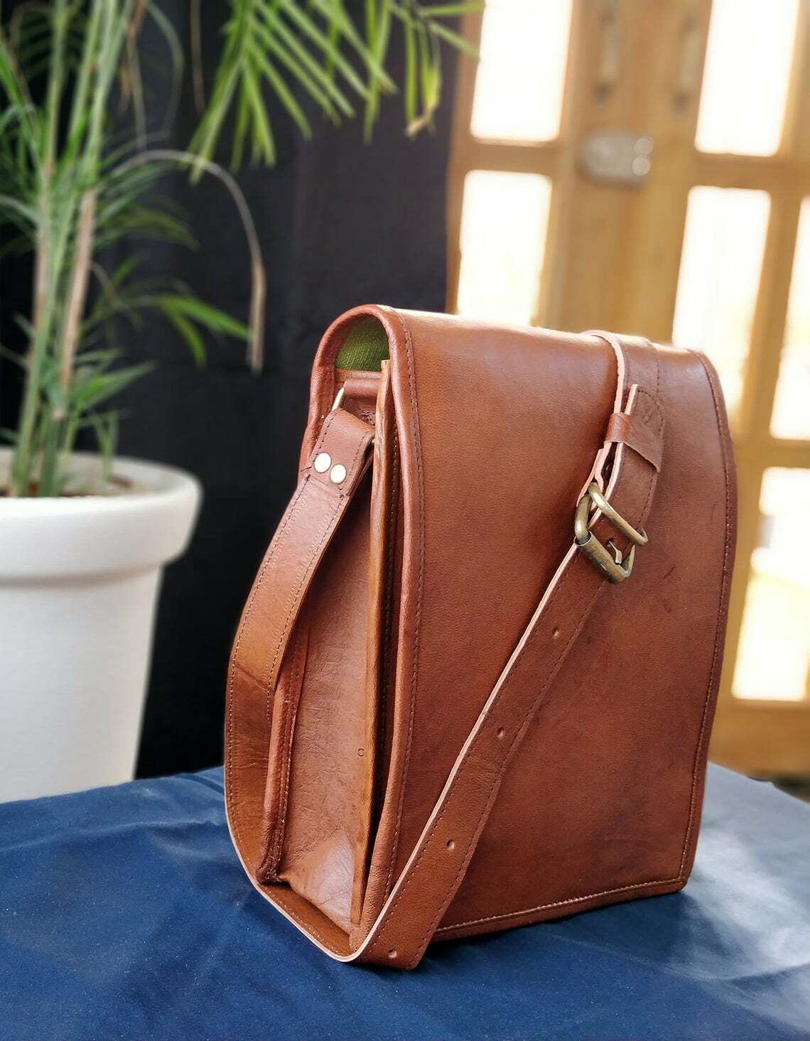 Vintage Handmade Goat Leather Shoulder Bag Purse Sling Retro Casual Bag