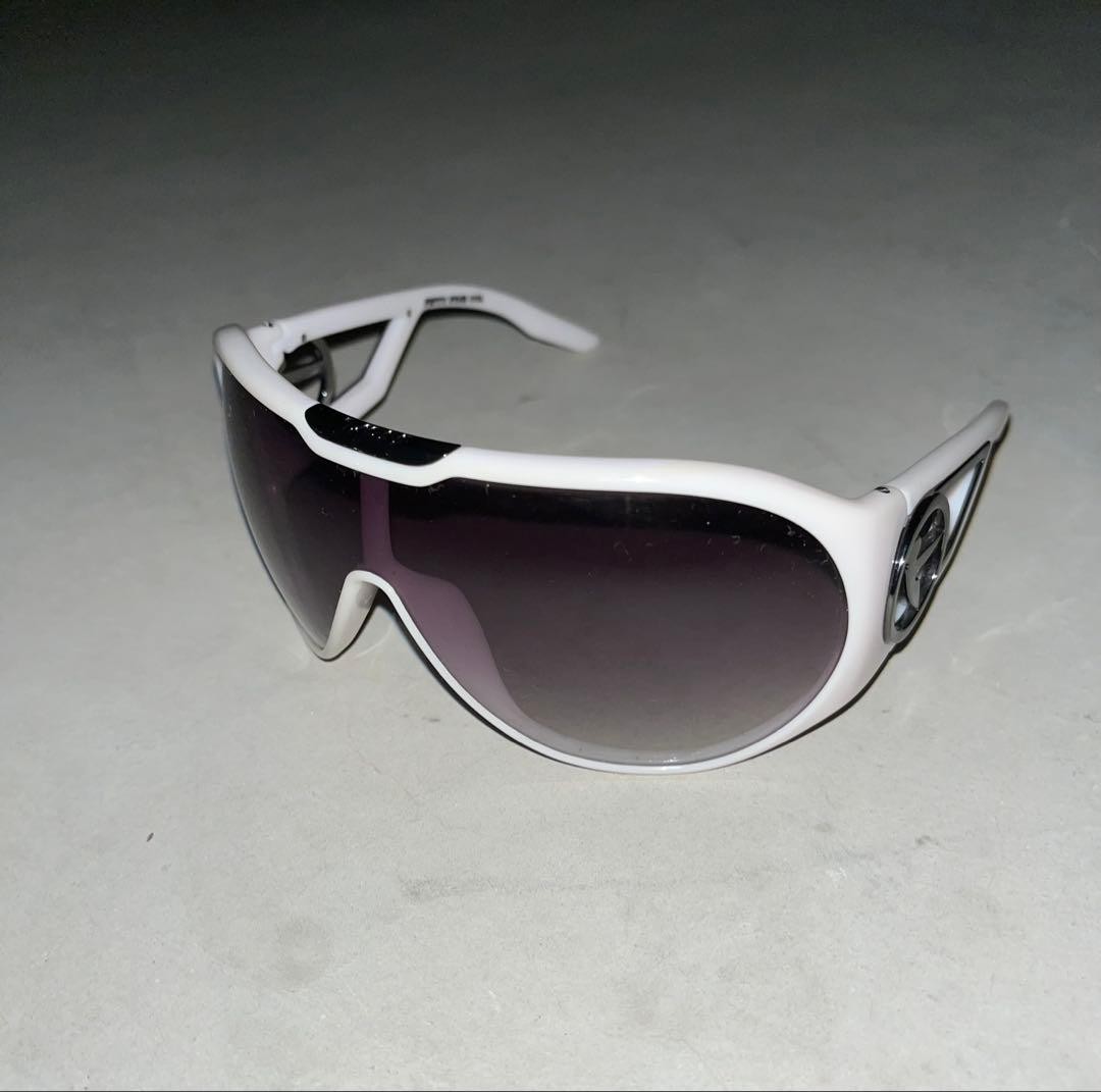 55DSL Sunglasses White Frame Sporty Design Shield Lens Vintage