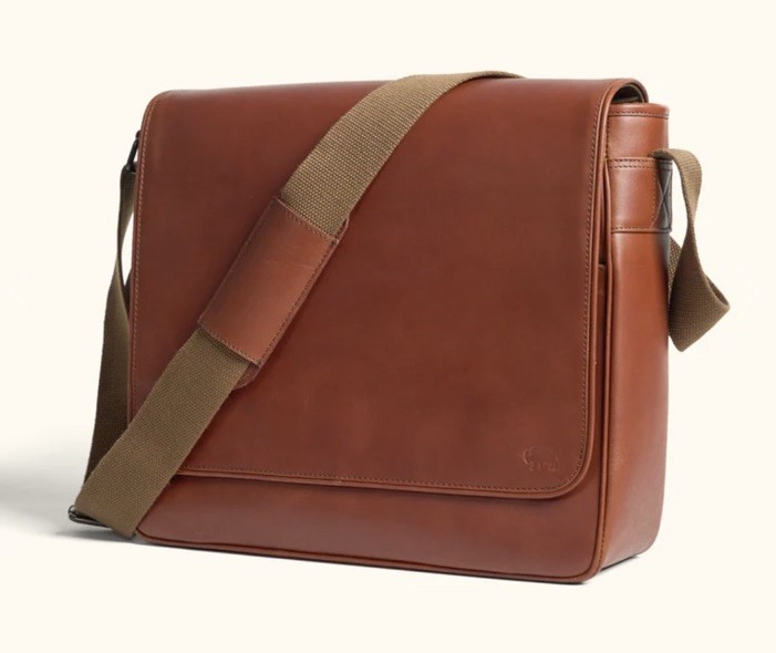 Buffalo Jackson Trading Co. Leather Laptop Messenger Briefcase Bag w/Strap