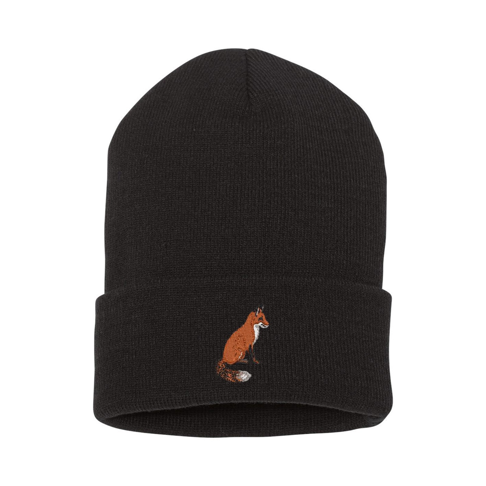 Wildlife new fox embroidered beanie hat, custom embroidered winter beanie