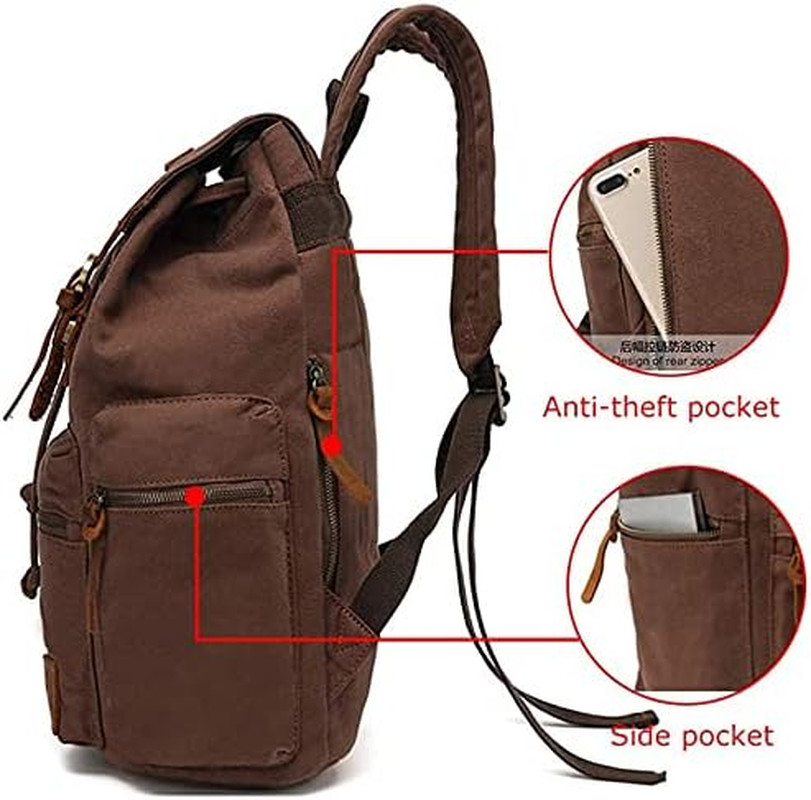 Vintage Canvas Backpack Rucksack Unisex Casual Backpack for 12-17″ Laptop Backpa