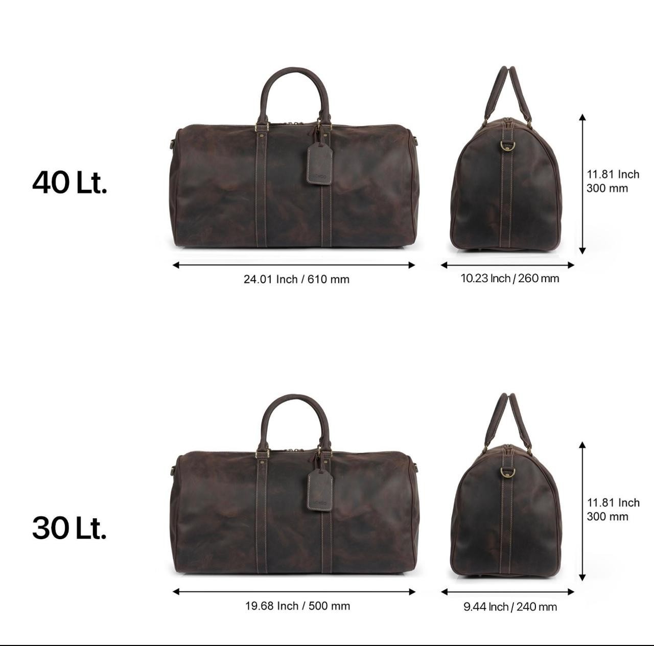 Cowhide Brown Leather Duffle Bag – Handmade Travel Bag for Men & Women