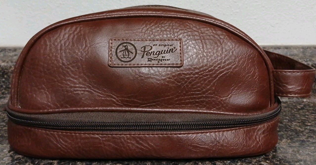 Penguin By Munsingwear Mens Shave/Travel Kit Bag-Brown 10 1/2″ X 6″ X 5″