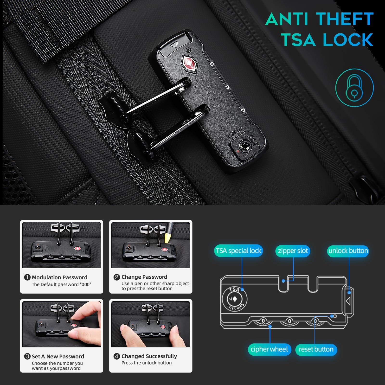 Anti-Theft Compression Travel Backpack, Expandable Design with Pump Included