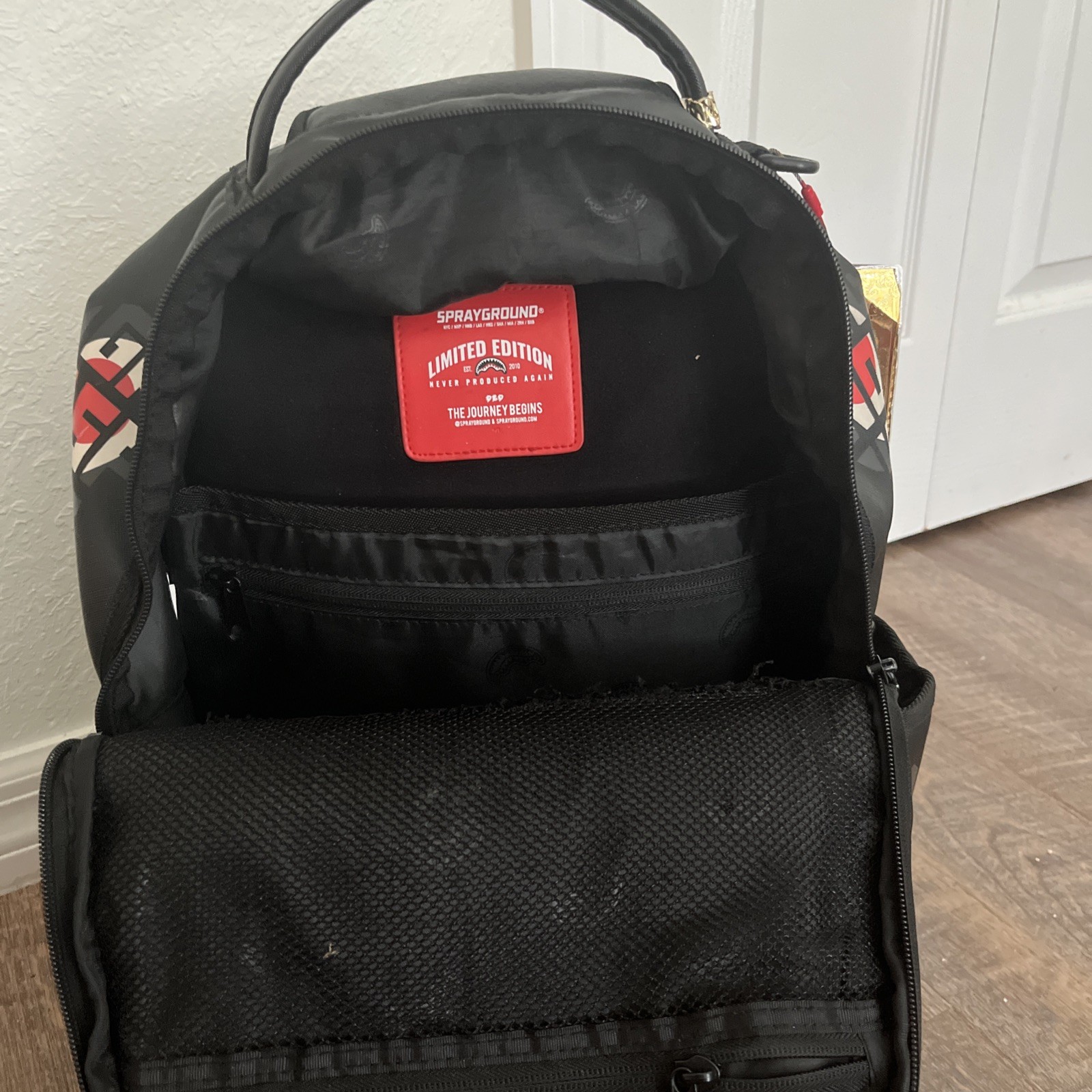 Sprayground Shark Central Infinity Mouth Backpack New Black Bookbag School Bag