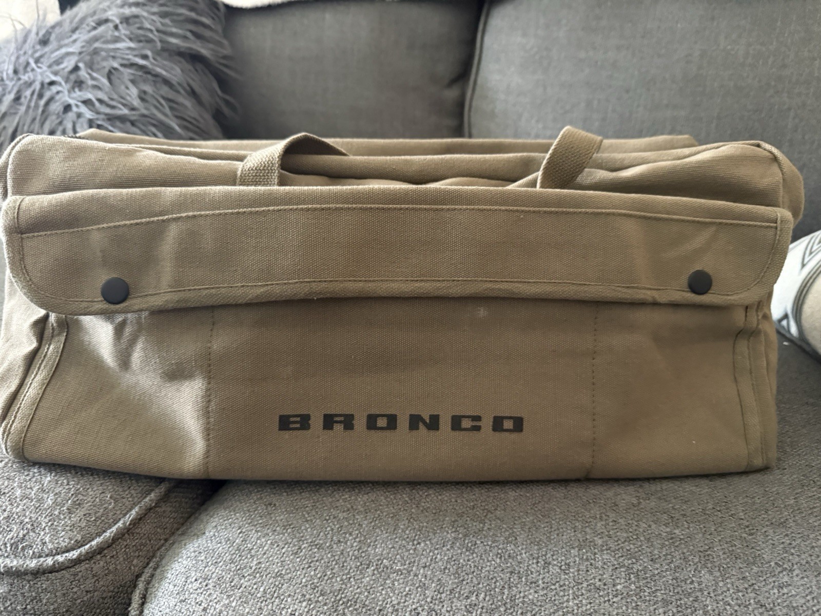 Ford Bronco Canvas Duffel Bag – Olive Green –Bronco Horse Logo – Heavy Duty