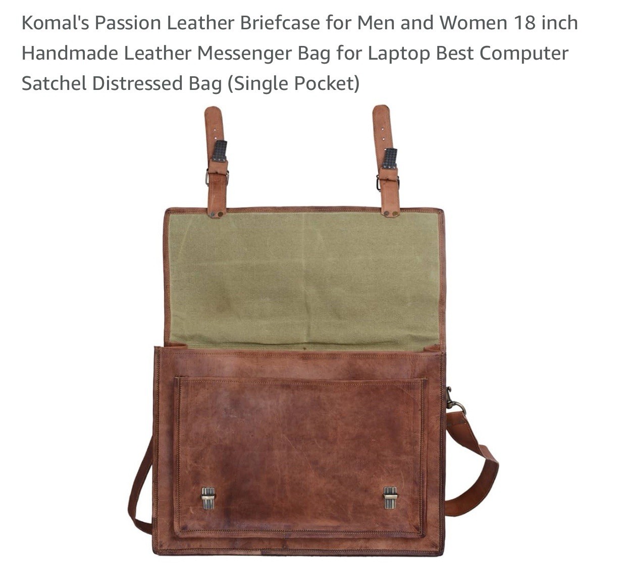 Komal’s Passion Handmade Leather Satchel Laptop Messenger Bag Canvas 18”