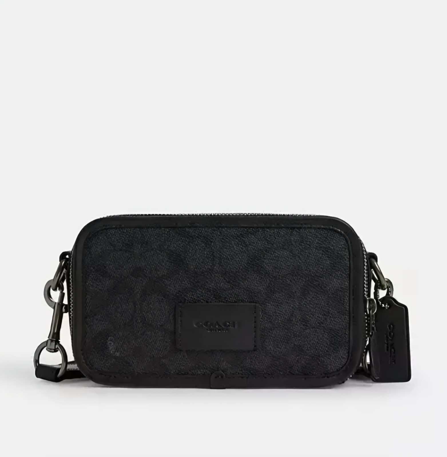 NWT Coach CW365 Wyatt Crossbody Bag In Signature Canvas & Leather Charcoal Black