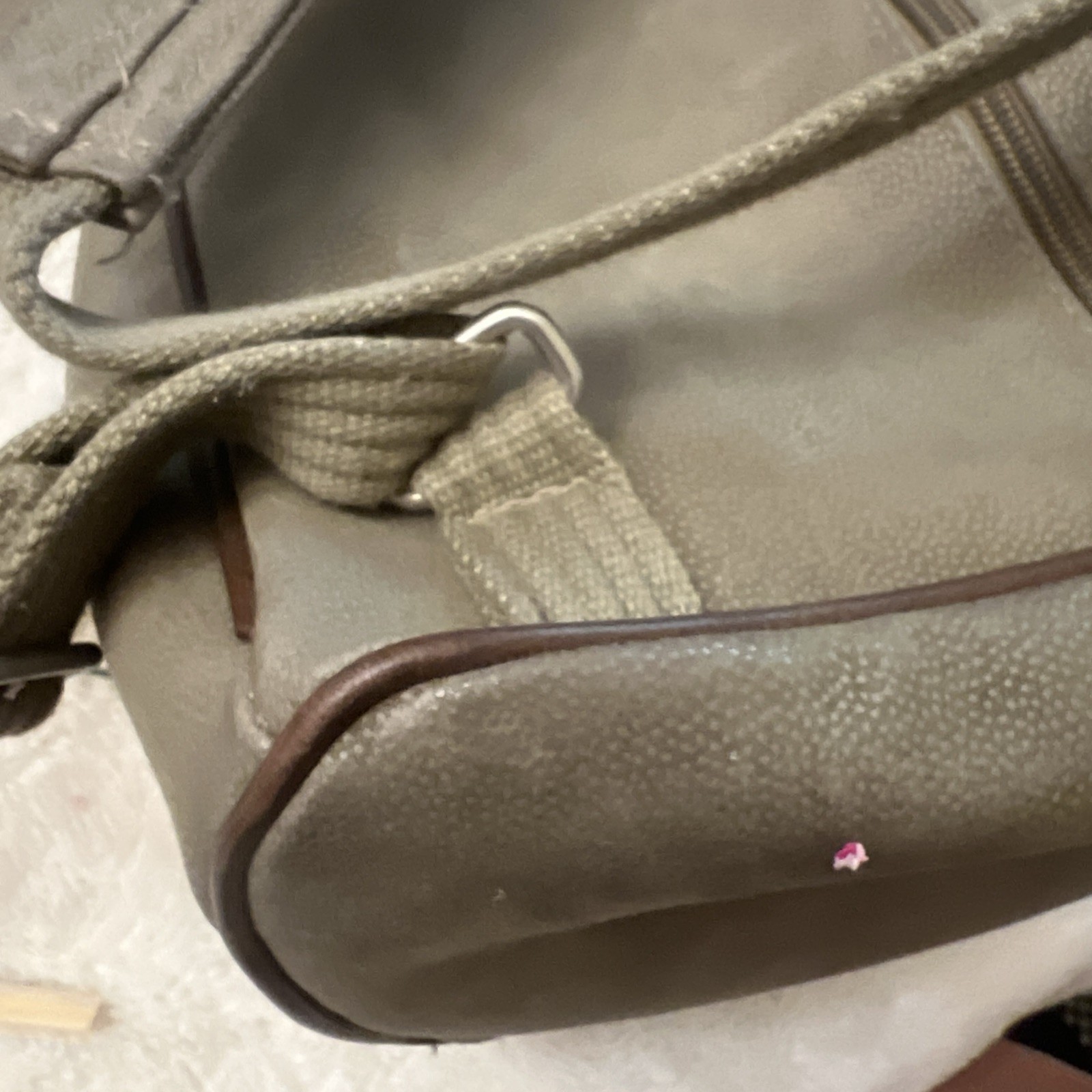 Classic Eddie Bauer vtg Leather Backpack Brown Tan Green Rucksack