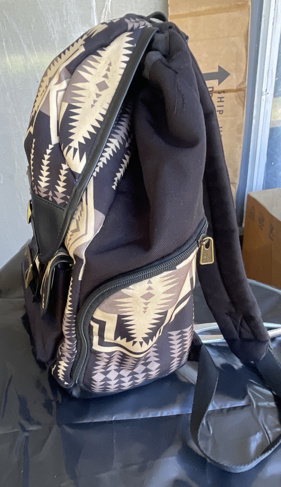 Pendleton Harding Black Canvas Leather Backpack Western Design