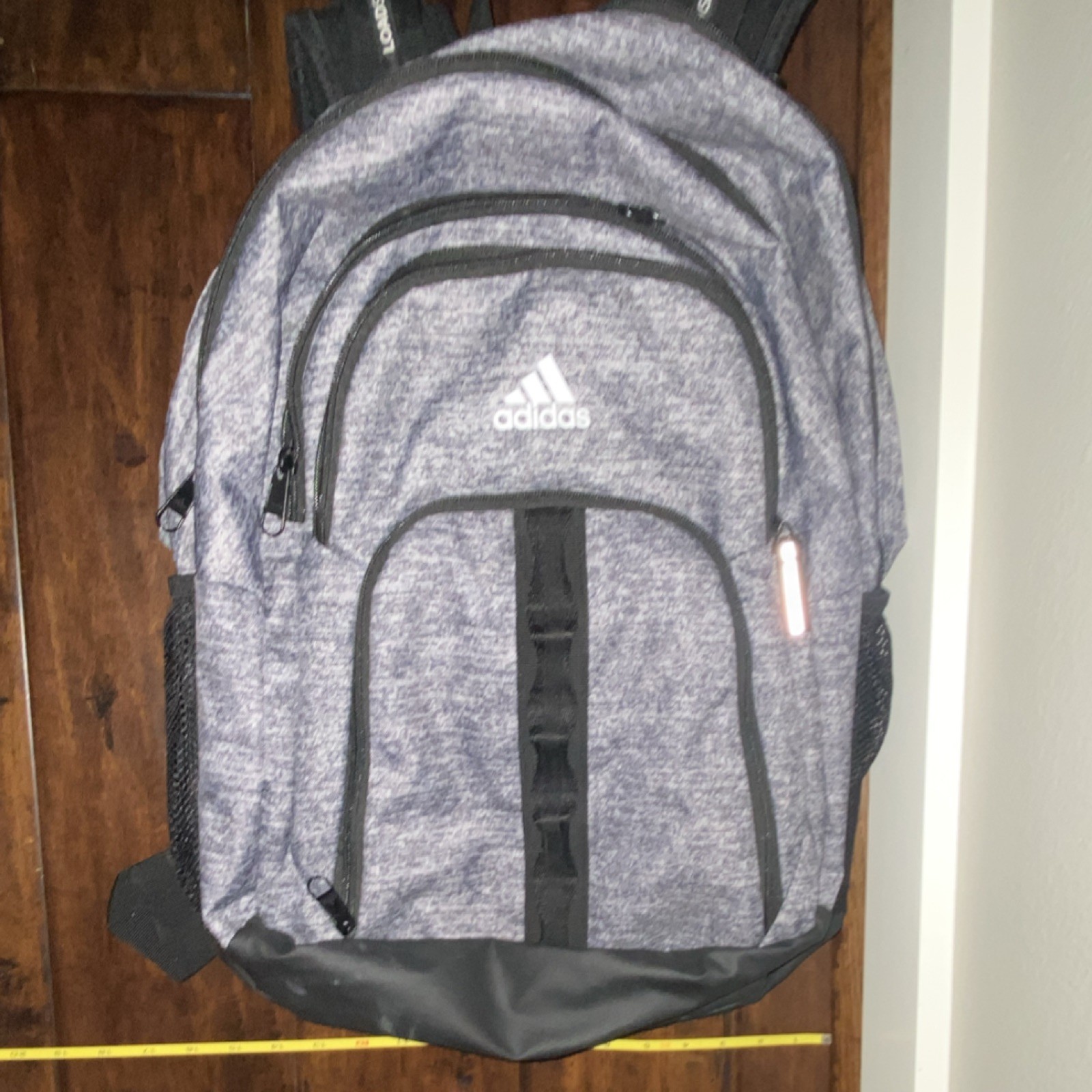 adidas Gray/Black Heathered Backpack Zip Closure Pockets Adjustable Straps
