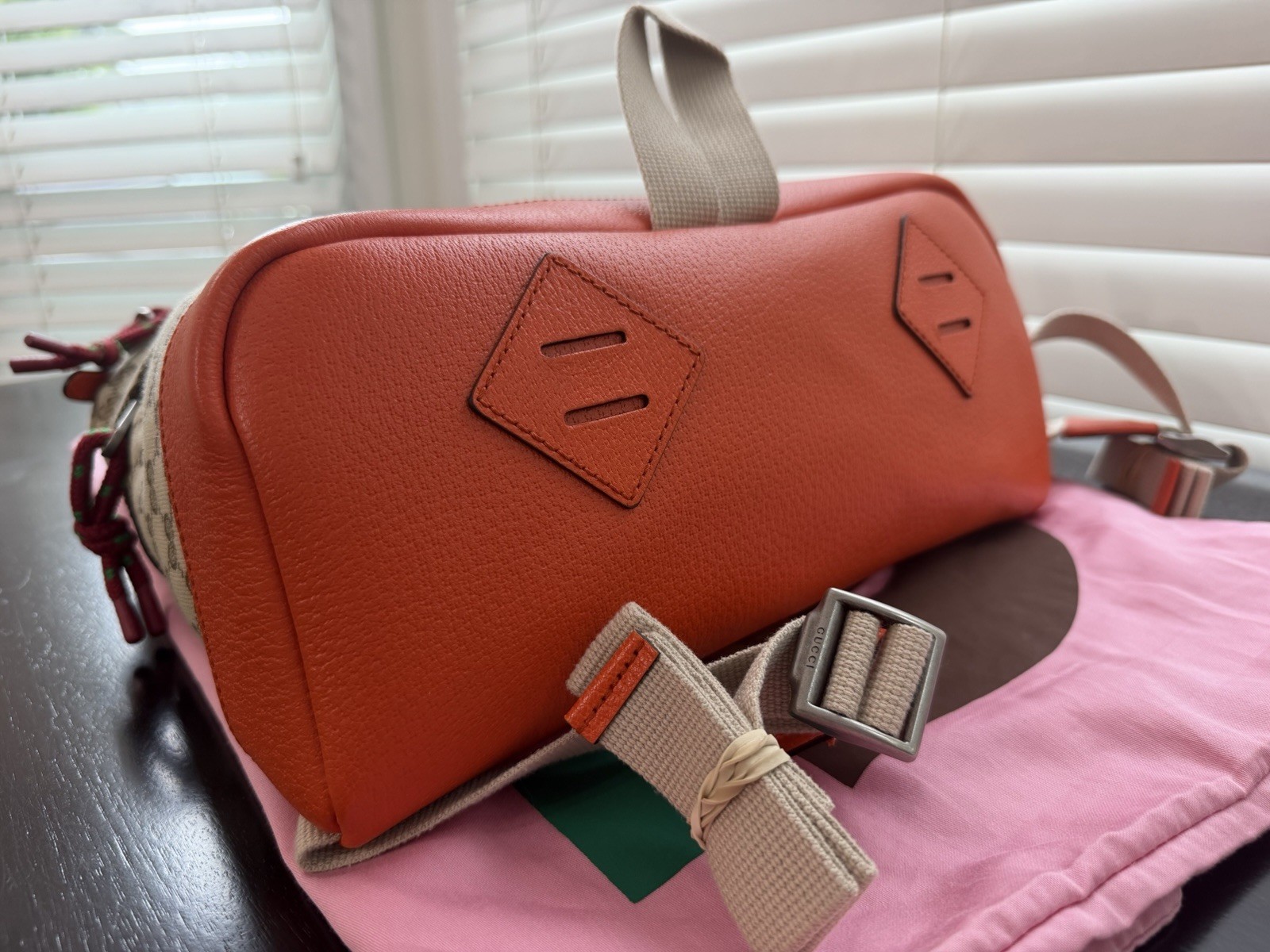 Gucci x The North Face GG Pattern Zip Backpack Beige Brown Orange