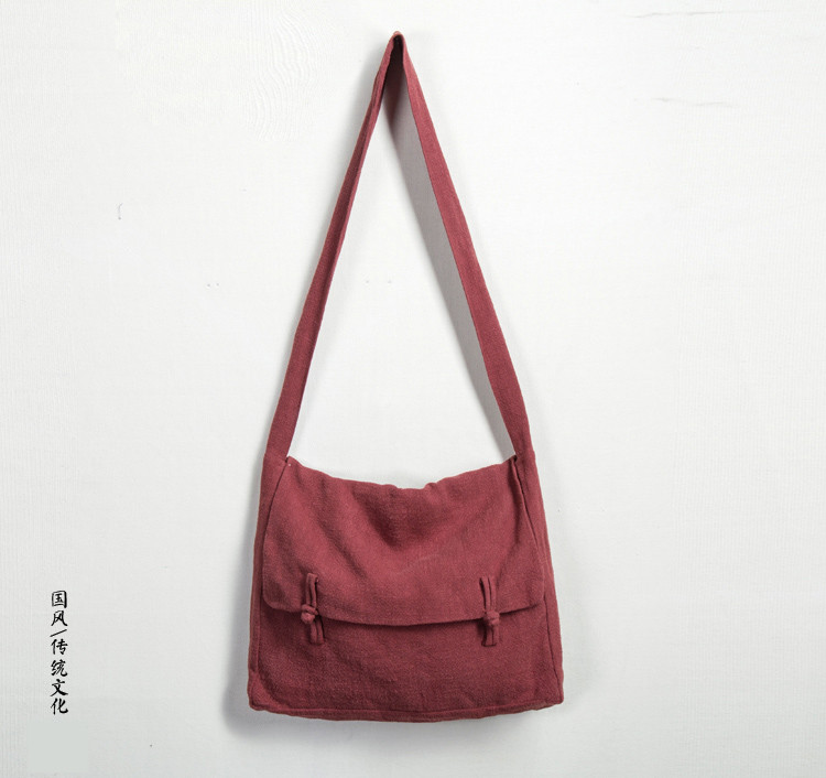 Chinese Cotton Linen Shoulder Bag Zen Buddhist Monk Meditation Crossbody Bags