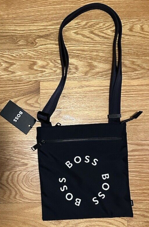 NEW BOSS ENVELOPE BAG CIRCULAR LOGO DARK BLUE CROSSBODY UNISEX 9.8” x 9.25”