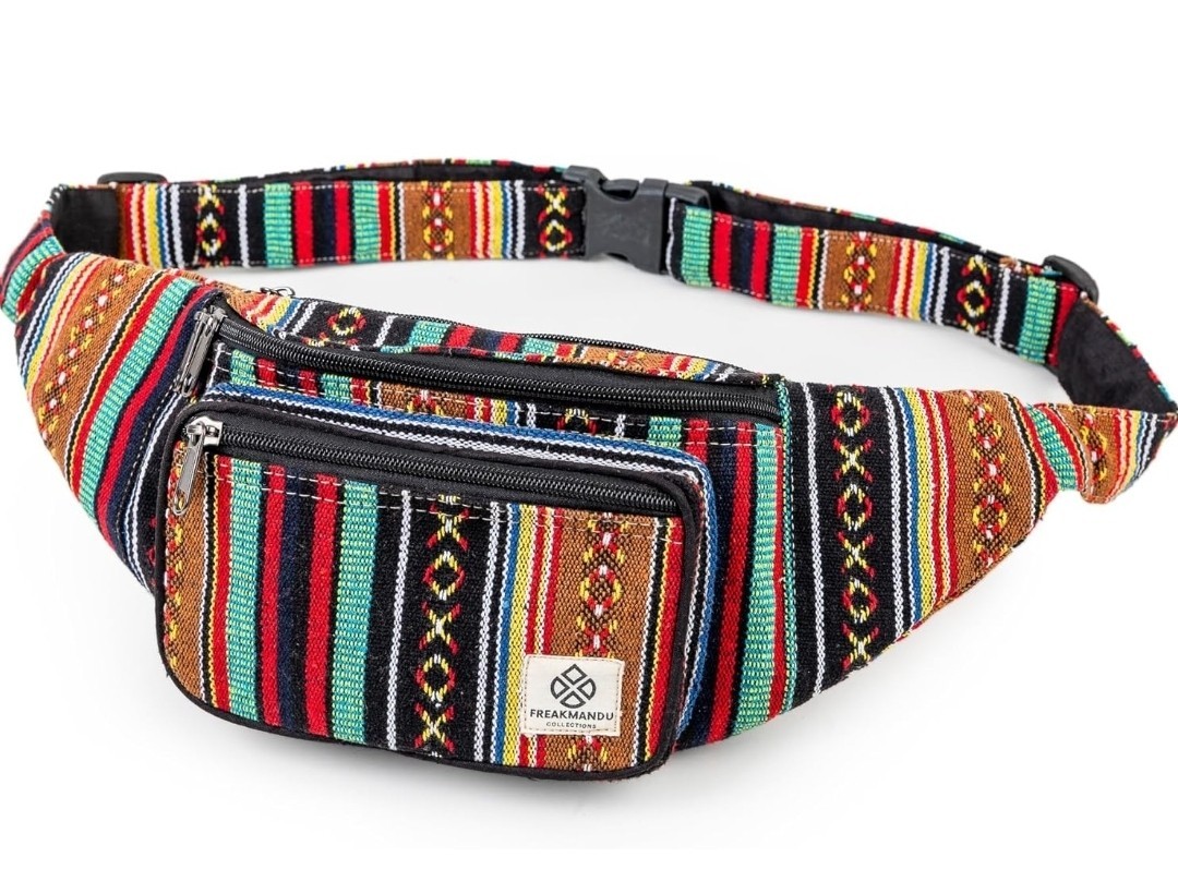 Freakmandu Unisex Hemp Fanny Pack – Hip Waist Bag Money Belt Bag Crossbody