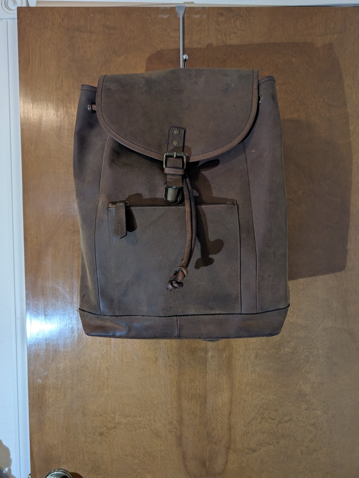 Black Rivet Brown Distressed Faux Leather Backpack Purse Bag