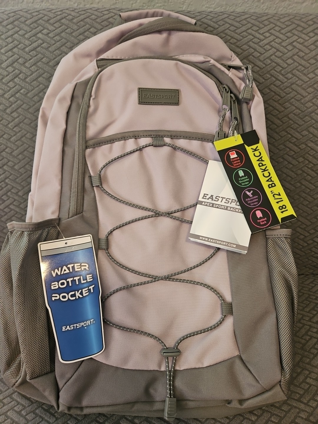 Brand New! 18 1/2″ Eastsport Backpack, Gray
