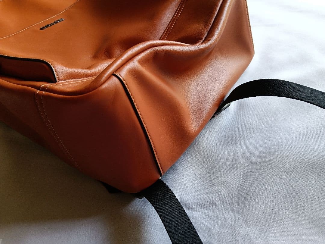 COACH Leather Backpack Brown Front Pocket Mesh Back 42cm From Japan