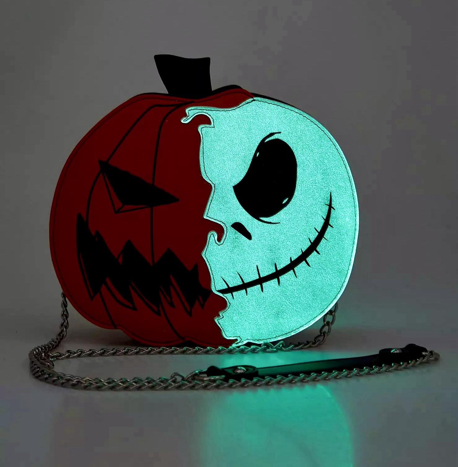 The Nightmare Before Christmas Jack Pumpkin Split Glow-In-The-Dark Crossbody Bag