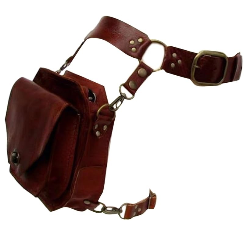 ZHOUSUFEN Medieval Waist Belt Drop Leg Bag Steampunk 15*16*6.5cm, Brown