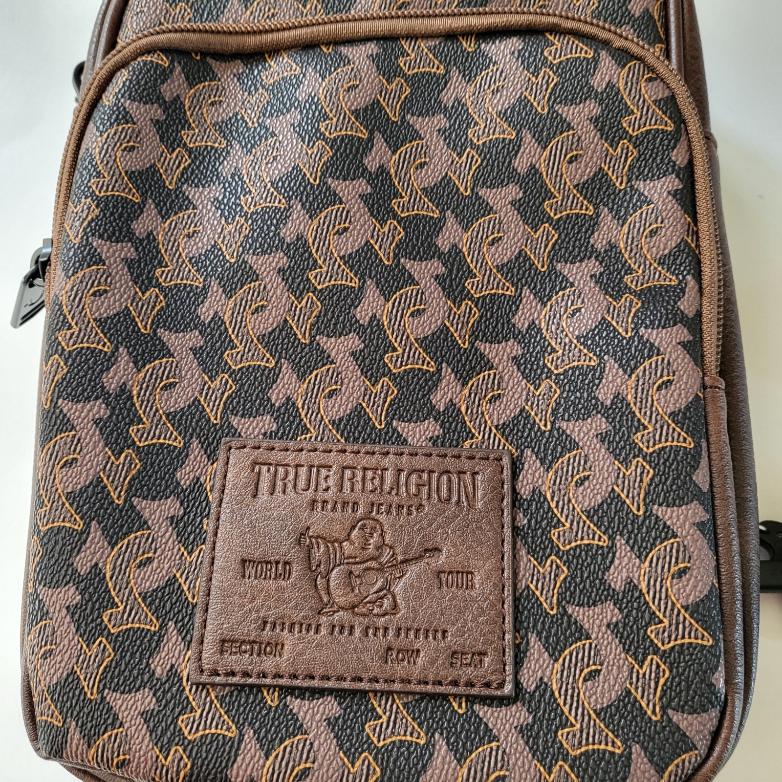 True religion sling Bag crossbody bag Signature Logo Brown Faux Leather