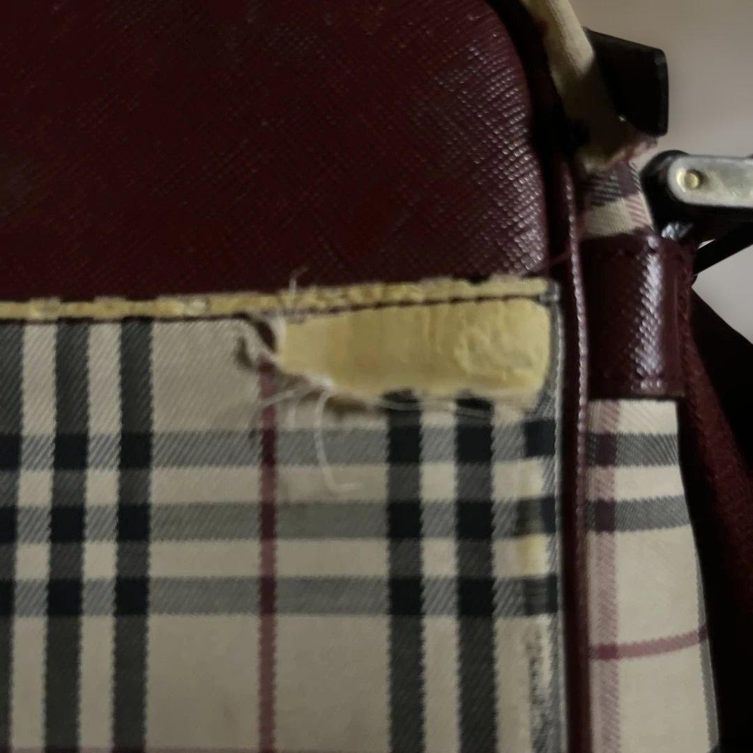 Authentic Burberry Shoulder Bag 21x23cm Damaged Leather Vintage Men’s Crossbody