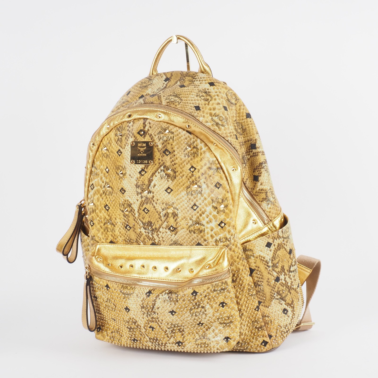 MCM Backpack Stark Large Limited Edition Snakeskin Print Gold Studded OP: €1240