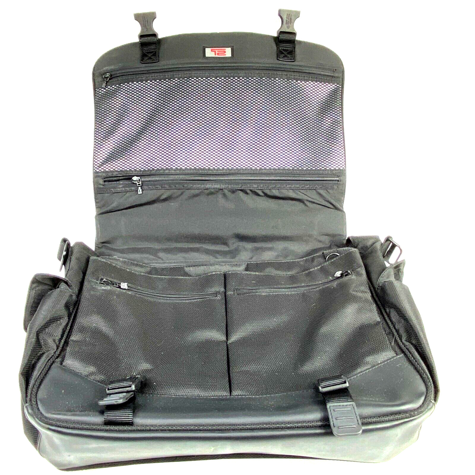 Tumi T2 Black Ballistic Nylon Expandable Messenger Computer Briefcase Bag
