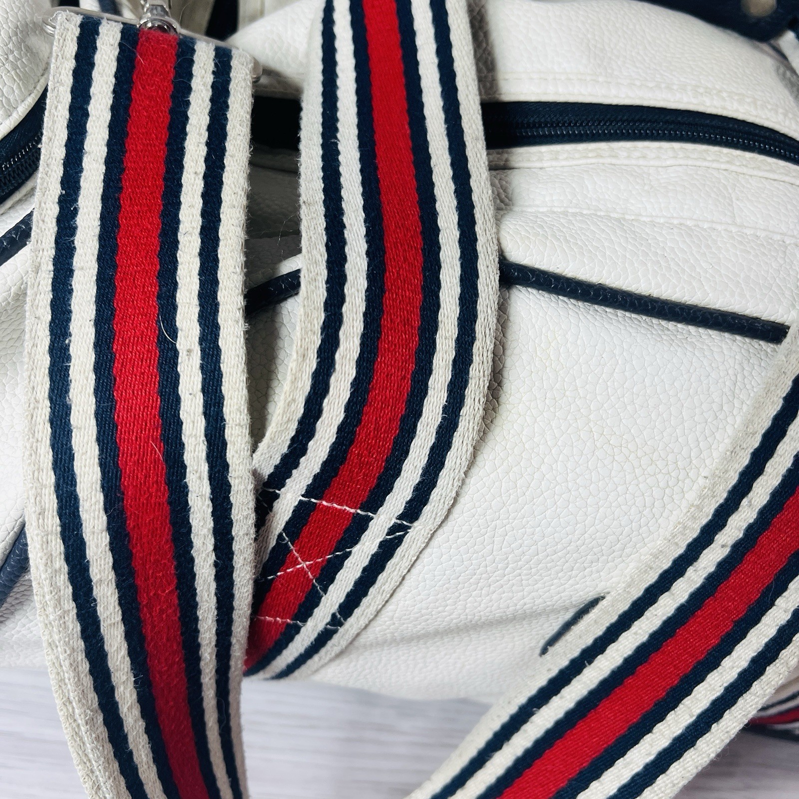 Vintage 90s FILA White Grant Hill Tennis Basketball Navy Large Duffel See Pics