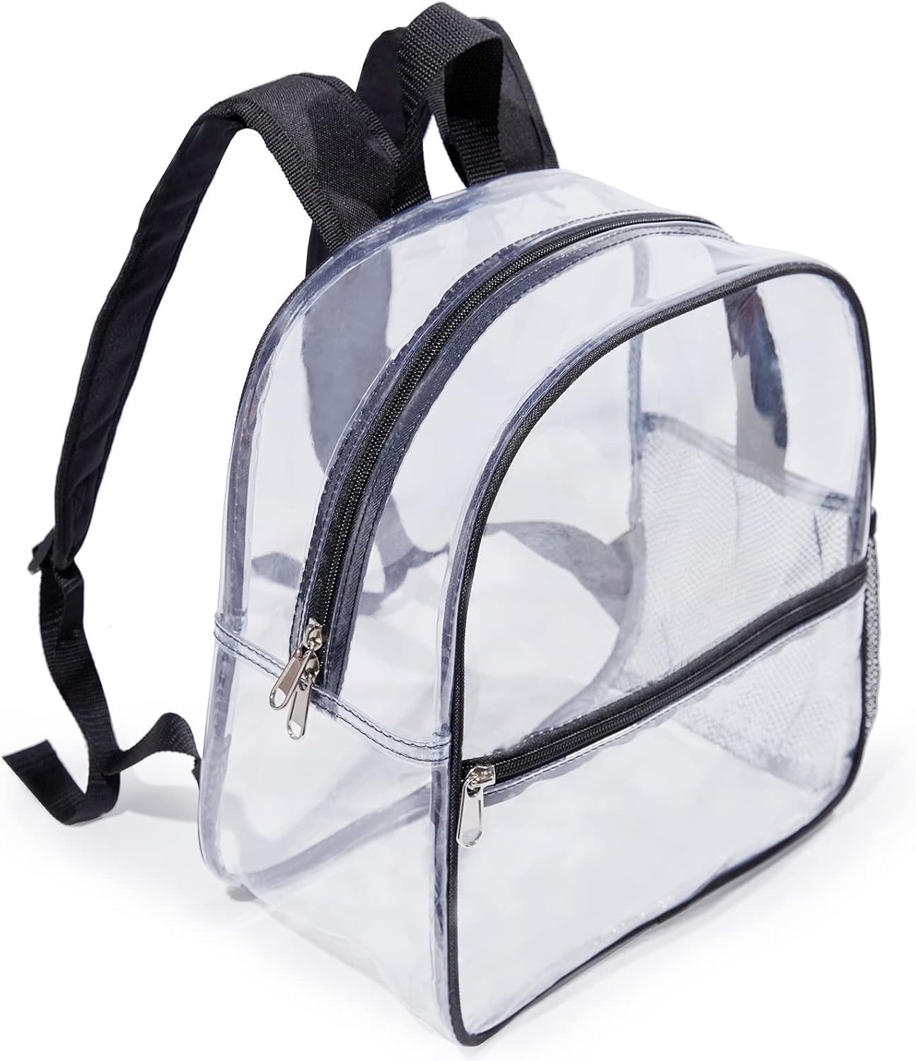 Mini Clear Backpack for Stadium Events, Concert, 12×6×12, Black | Small Clear