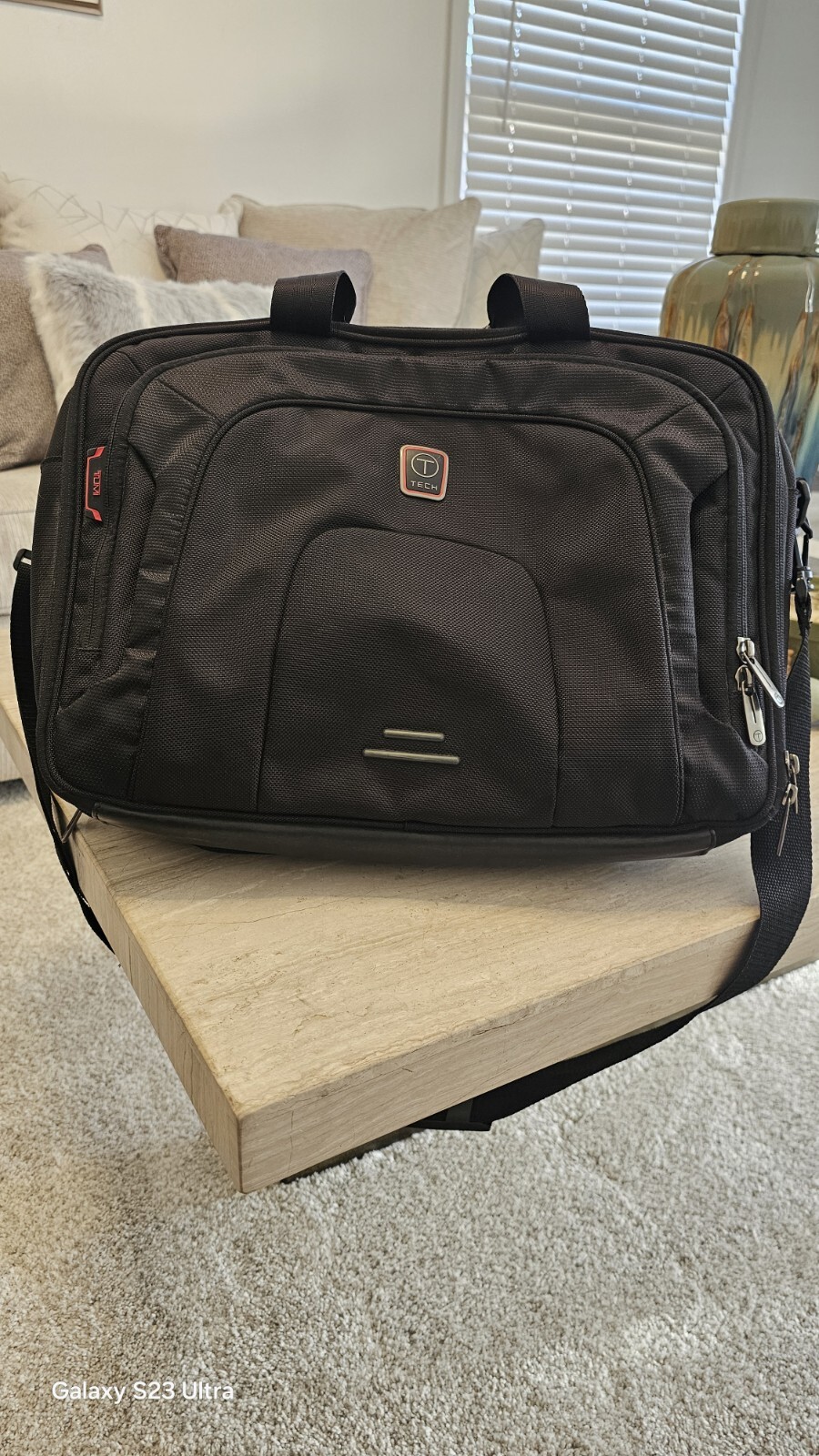 Tumi T-Pass Jackson Deluxe Portfolio Briefcase Laptop Bag Black Nylon T-Tech