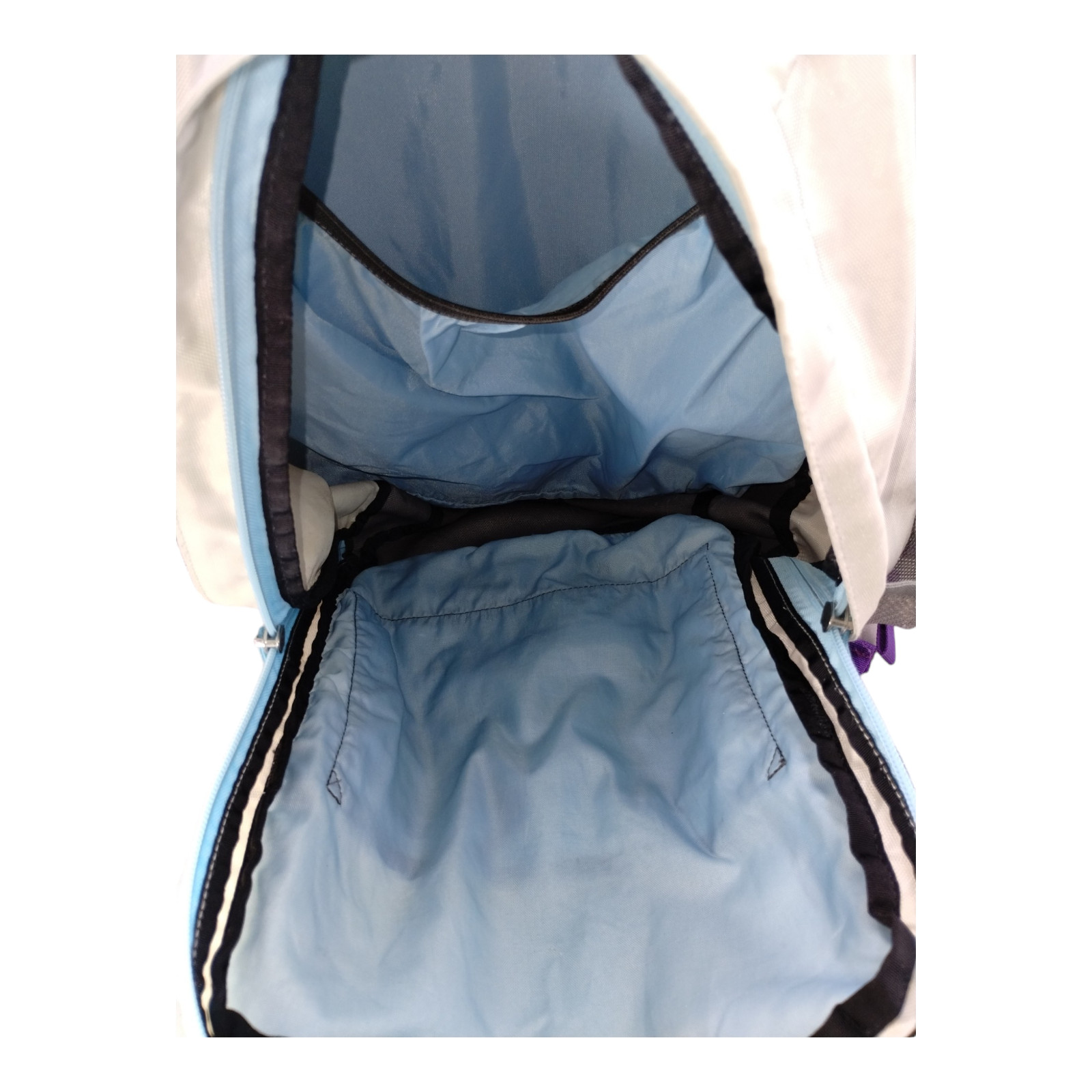 The North Face Wasatch Backpack Light Gray Purple Large Pockets Adjustable Strap