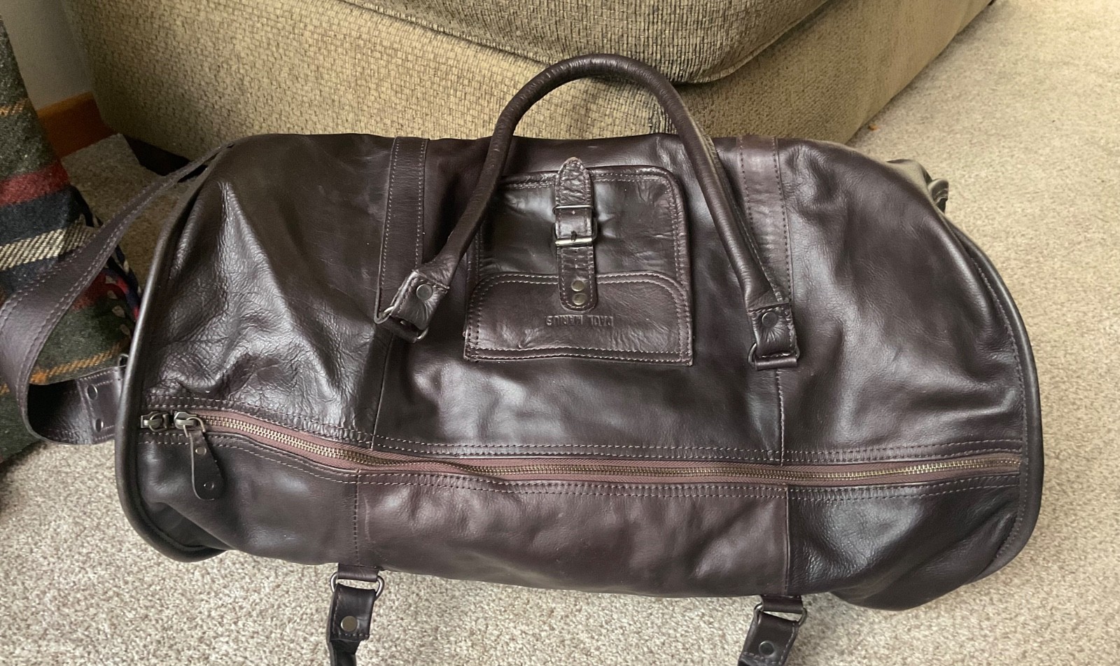 Nice Paul Marius Maroquinerie Leather Duffle Bag Travel Luggage Dark Brown