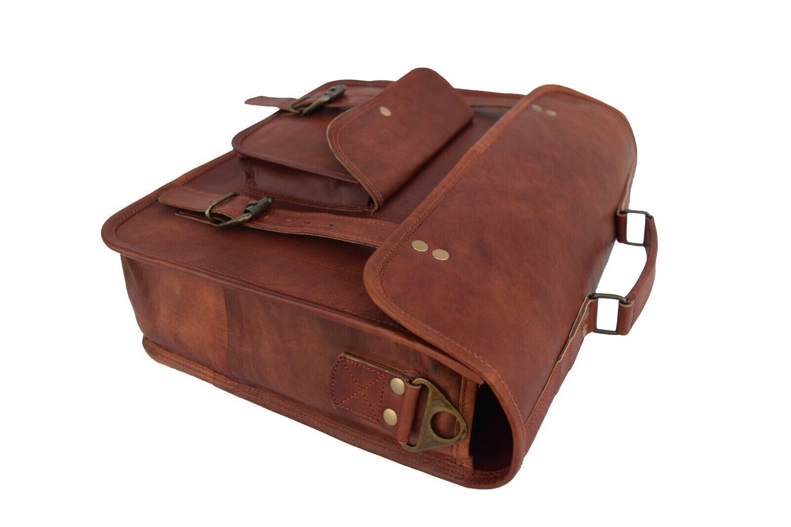Briefcase Shoulder Bags Leather Messenger Bag 15 In Laptop Satchel Office School