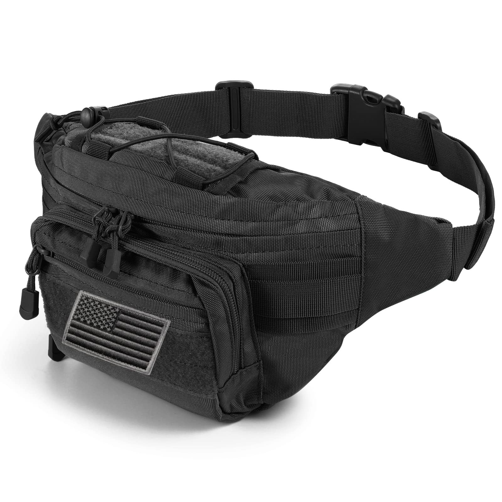 Tactical Fanny Pack Military Waist Bag Pack with USA Flag Patch Utility Hip P…