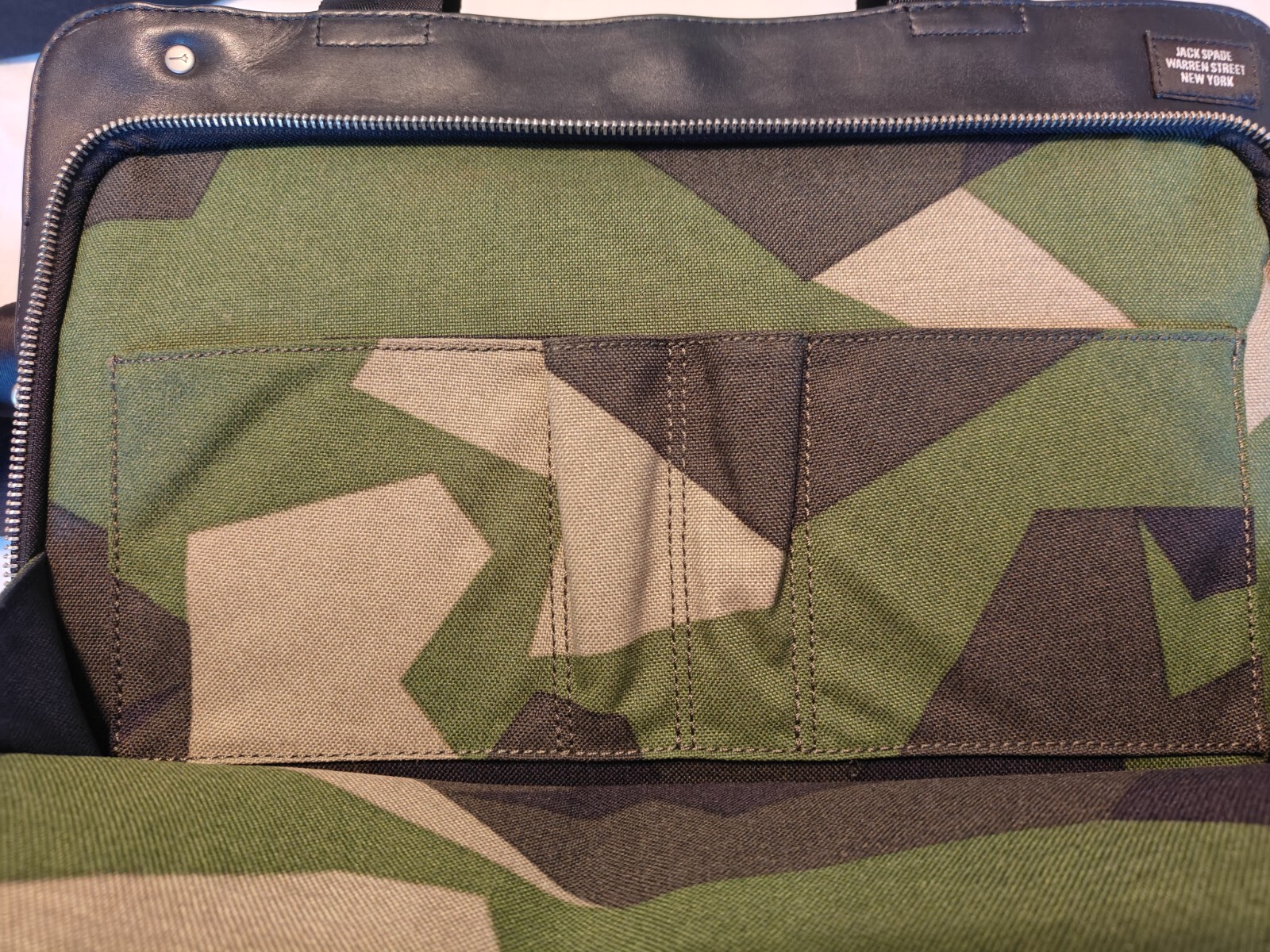 $495.00 Jack Spade Camo & Leather Split Brief Briefcase – Gently Used