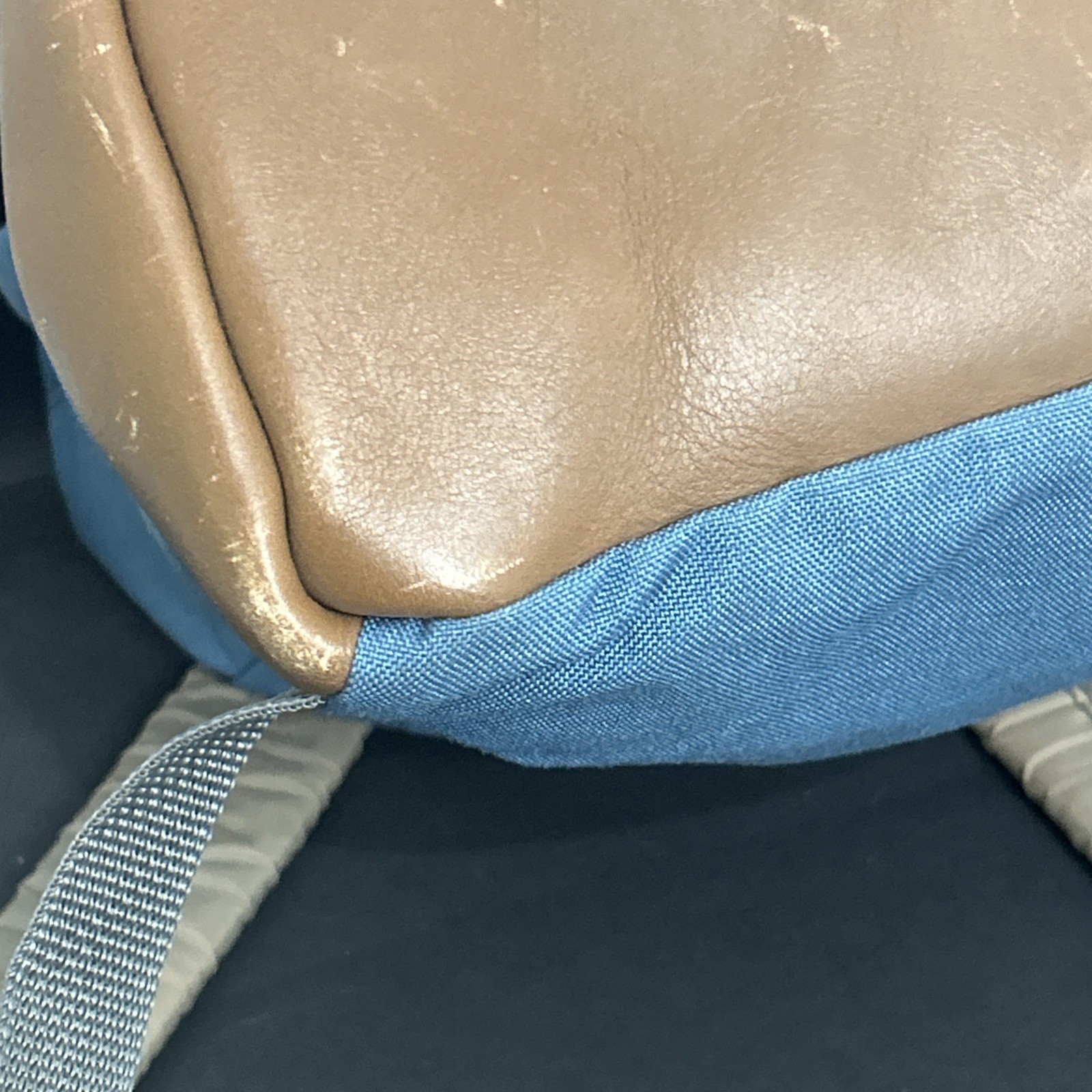 Vintage Jansport Backpack Leather Bottom 90s Retro Blue Made in USA