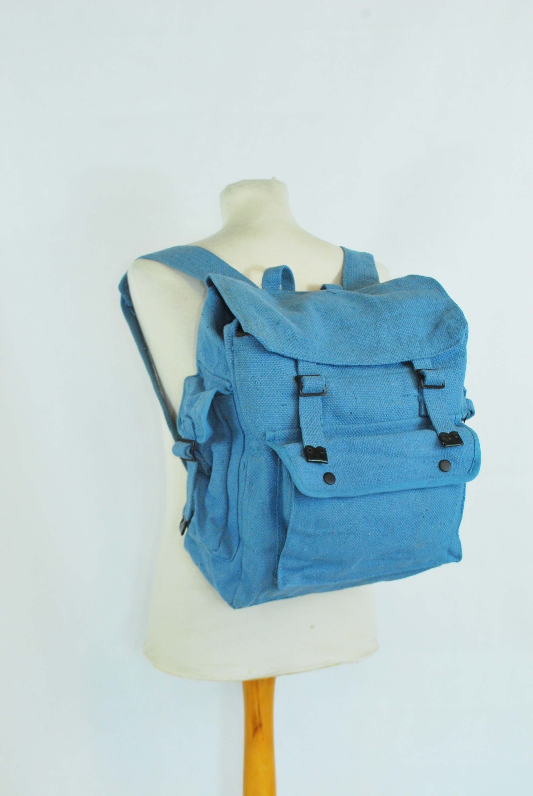 Large Strong Canvas Rucksack/Backpack Laptop Satchel Bag Blue/Yellow/Green/Black