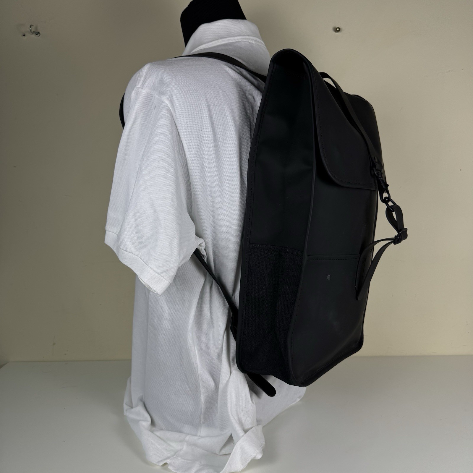 RAINS Waterproof Backpack Black Matte Minimalist Laptop Bag
