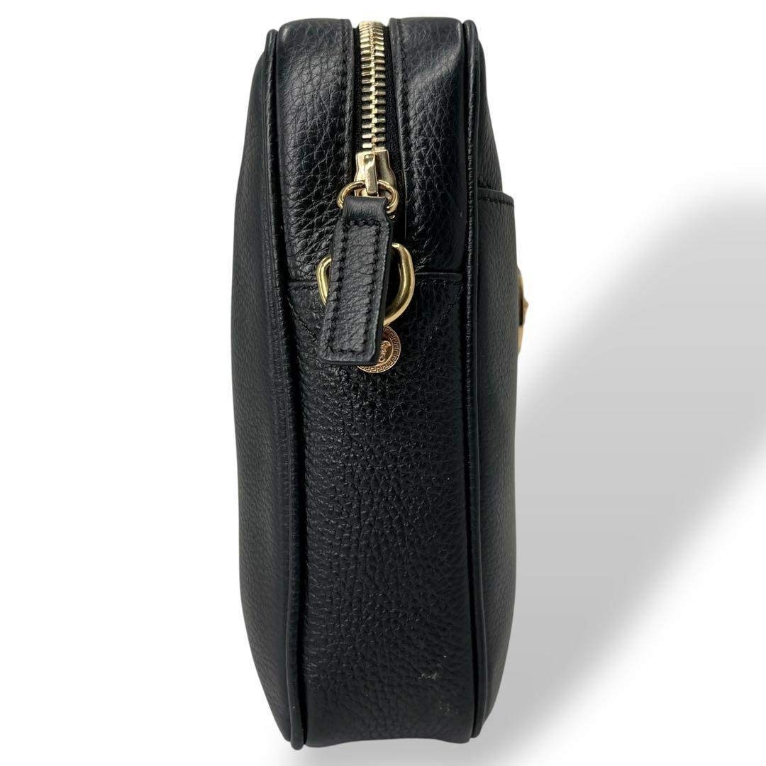 Versace Leather Shoulder Bag Black Crossbody Adjustable Strap 108.5cm W17cm