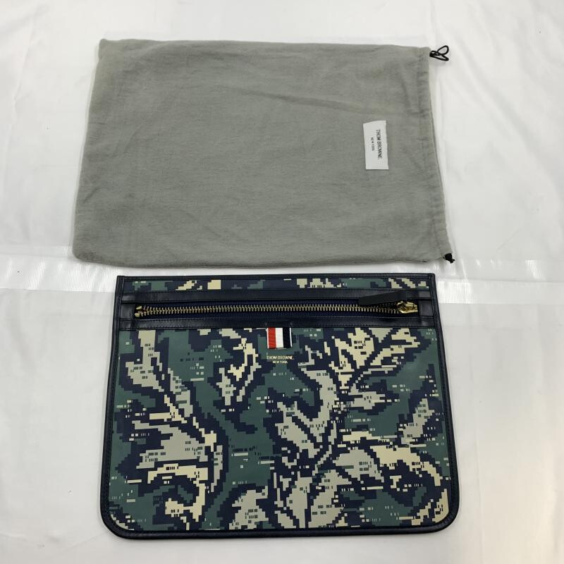 THOM BROWNE Clutch Bag Stripe Unisex Multicolor H25cm x W33cm w/ Storage bag