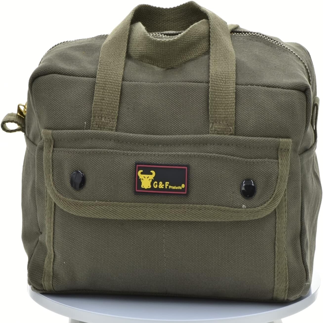 Versatile Canvas Tool Bag with Adjustable Strap – Olive Green Duffle, 11″x7″x6″