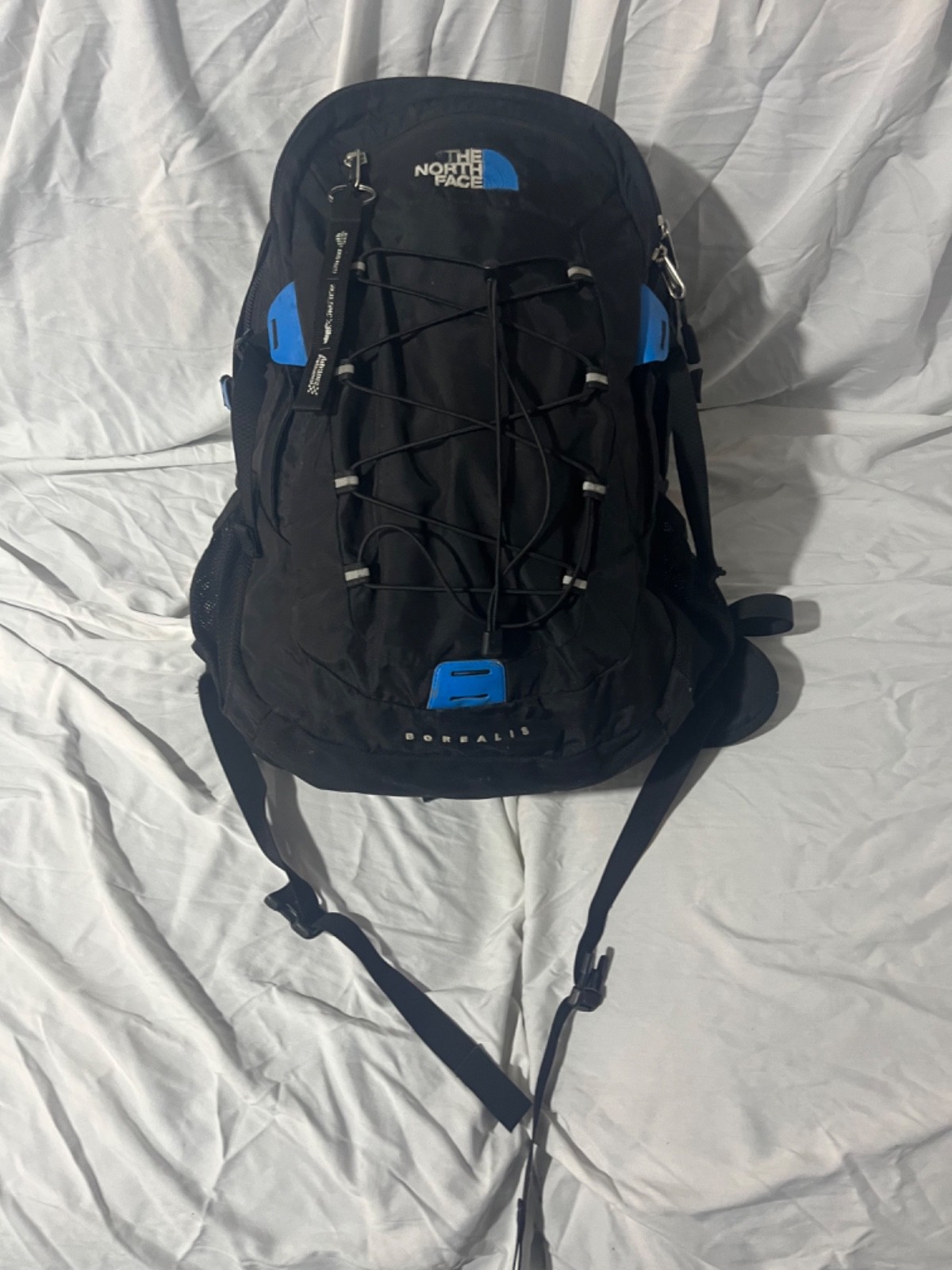 The North Face Borealis Laptop Hiking Camping Backpack Book Bag black and blue