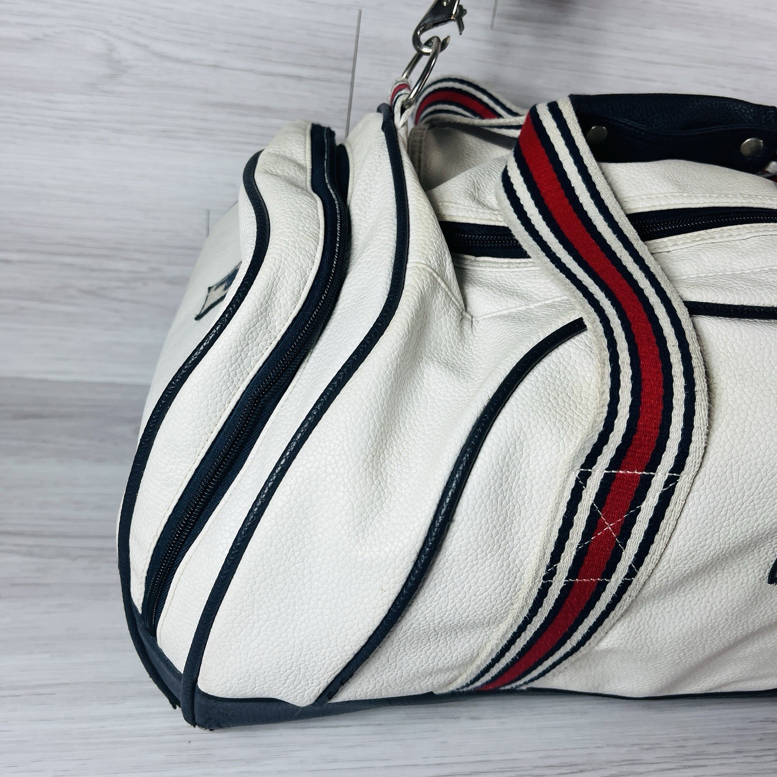 Vintage 90s FILA White Grant Hill Tennis Basketball Navy Large Duffel See Pics