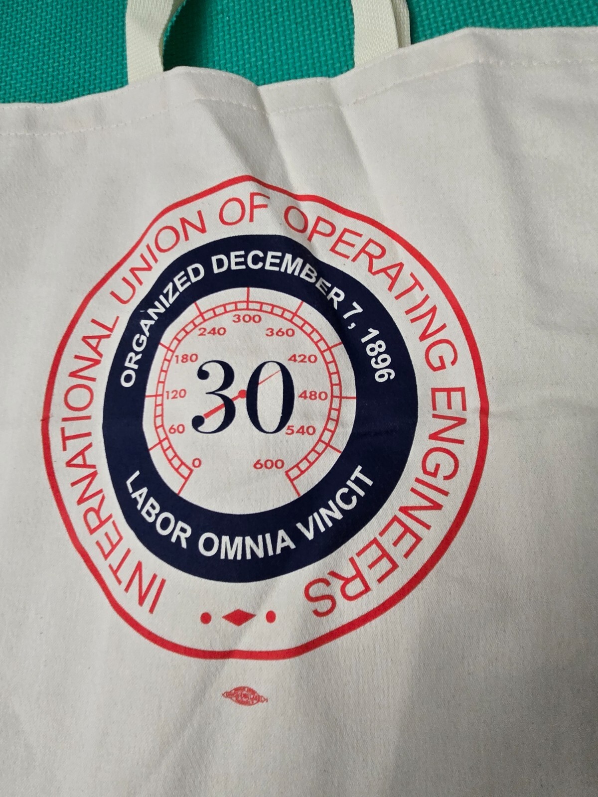 International Union Of Operating Engineers Cavas Tote Bag 18X16.5″ Off White USA