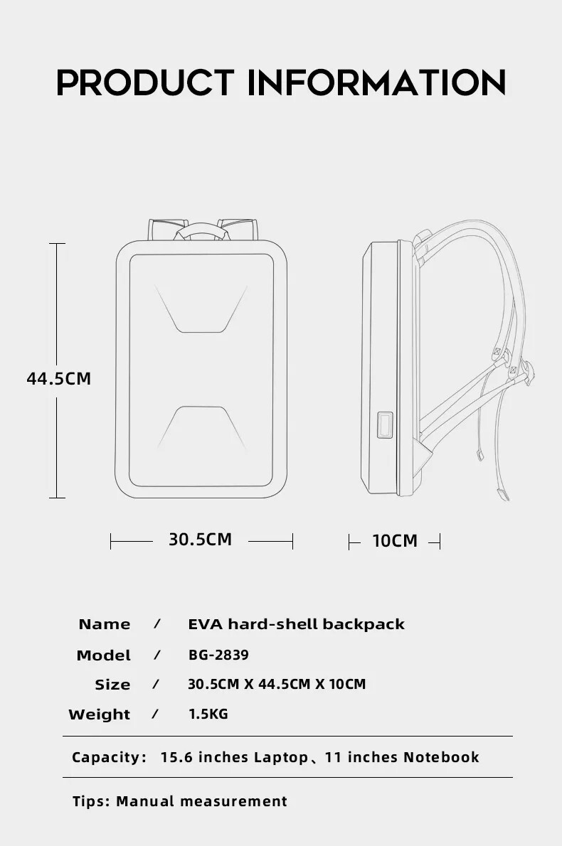 BANGE Hard Shell Backpack Men Anti-thief Business Backpacks 15.6″ Laptop Backpac