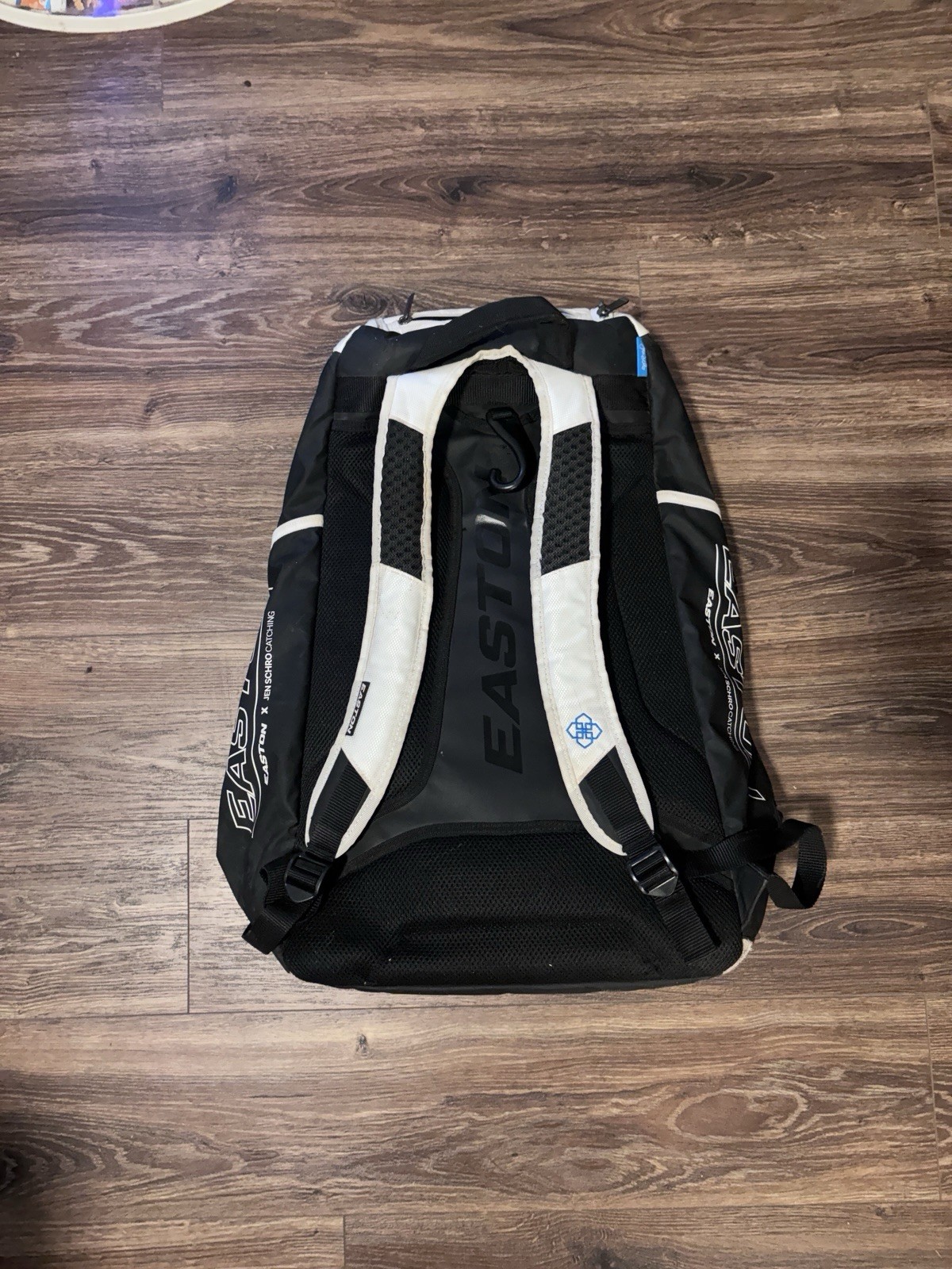 Easton White/Black Large Backpack Equipment Bag, Zip Closure, Adjustable Strap
