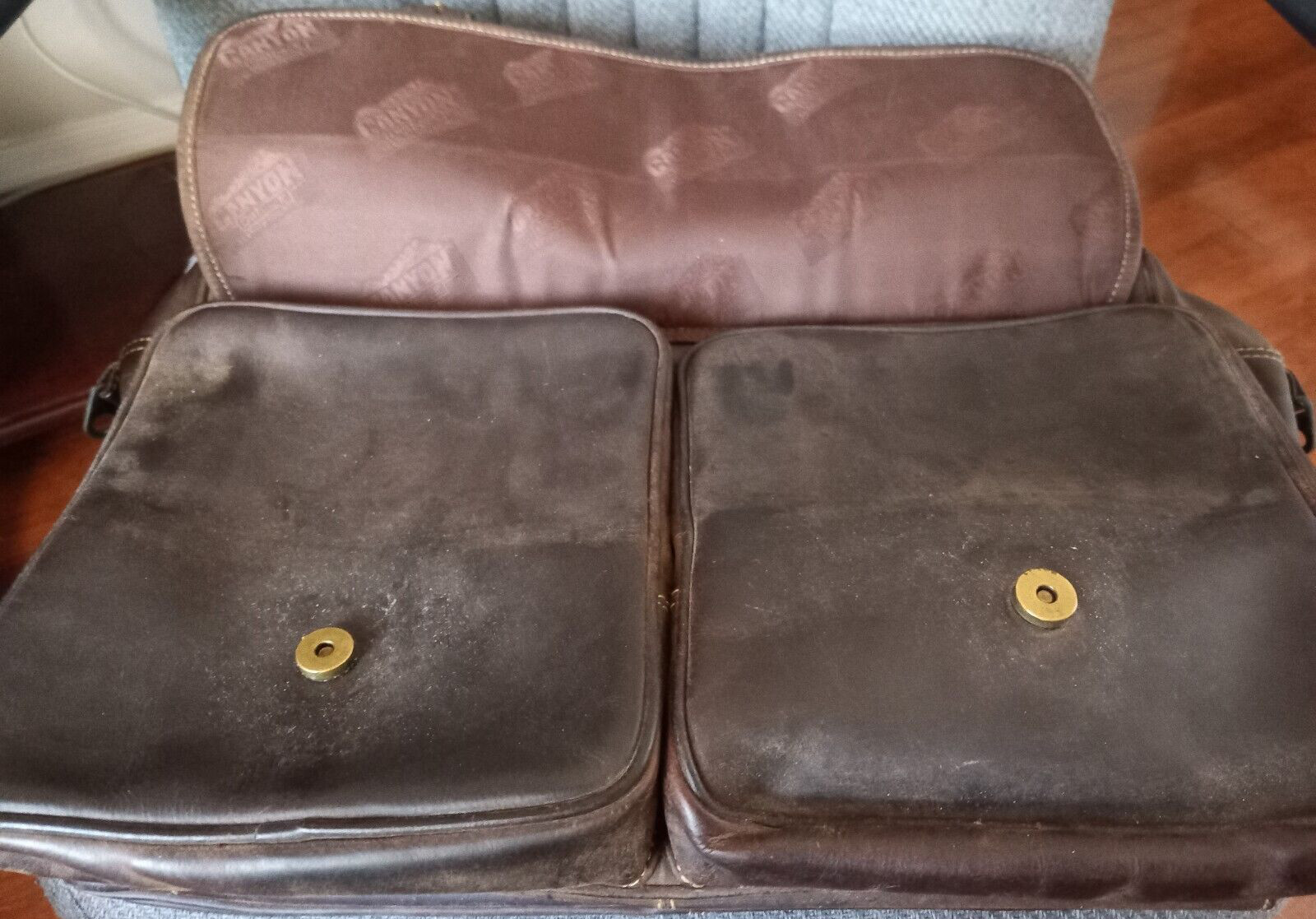 Leather Briefcase Bag Canyon Outback Brown Large Vintage India