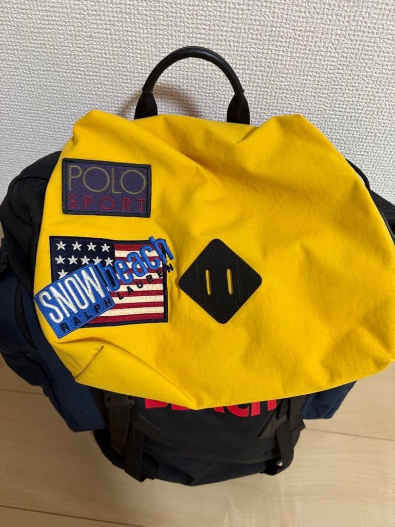 POLO RALPH LAUREN SNOW BEACH Backpack Black Yellow Red Vintage Limited Edition