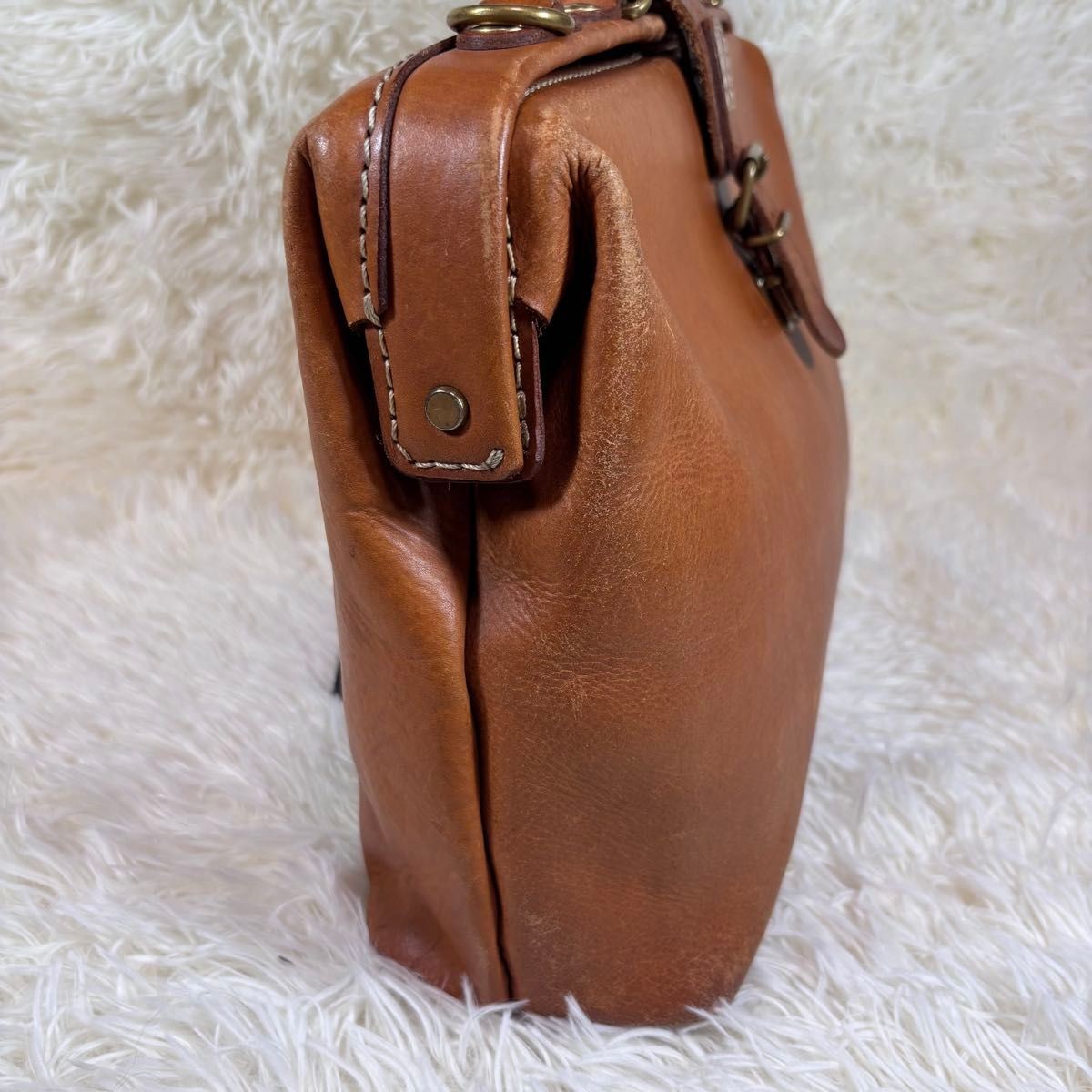 HERZ Soft Dulles Leather Briefcase Brown 38.5cm 25cm Business Bag Doctor Bag